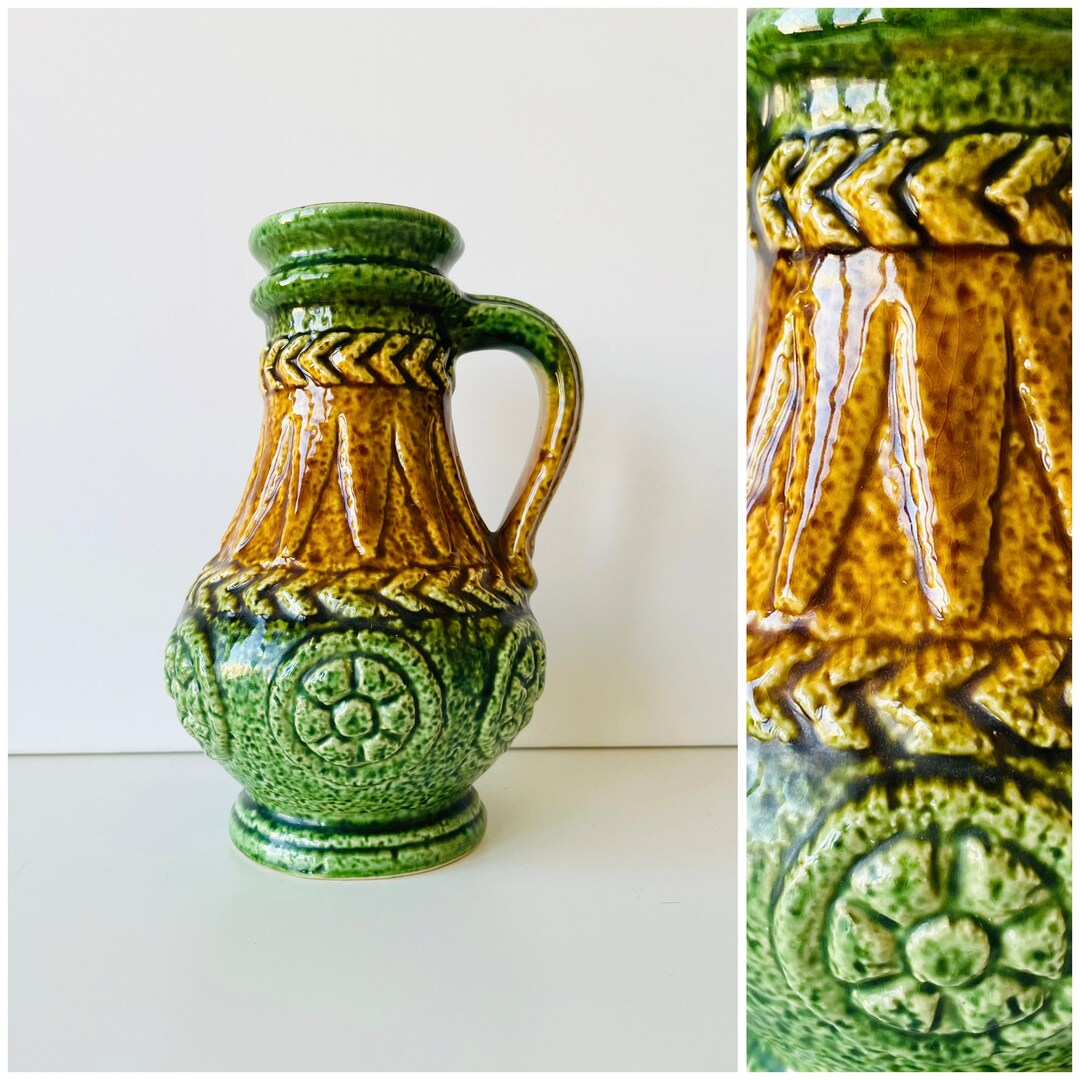 Vintage BAY 73 20 West Germany Fat Lava Vase, Retro Unusual Shaped