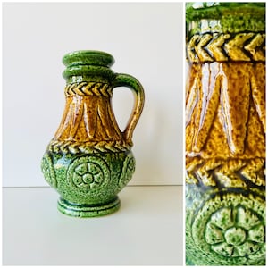 Vintage BAY 73 20 West Germany Fat Lava Vase, Retro Unusual Shaped Glazed Vase Pottery 1970s, Germany Ceramics, Mid Century Art,Table Decor