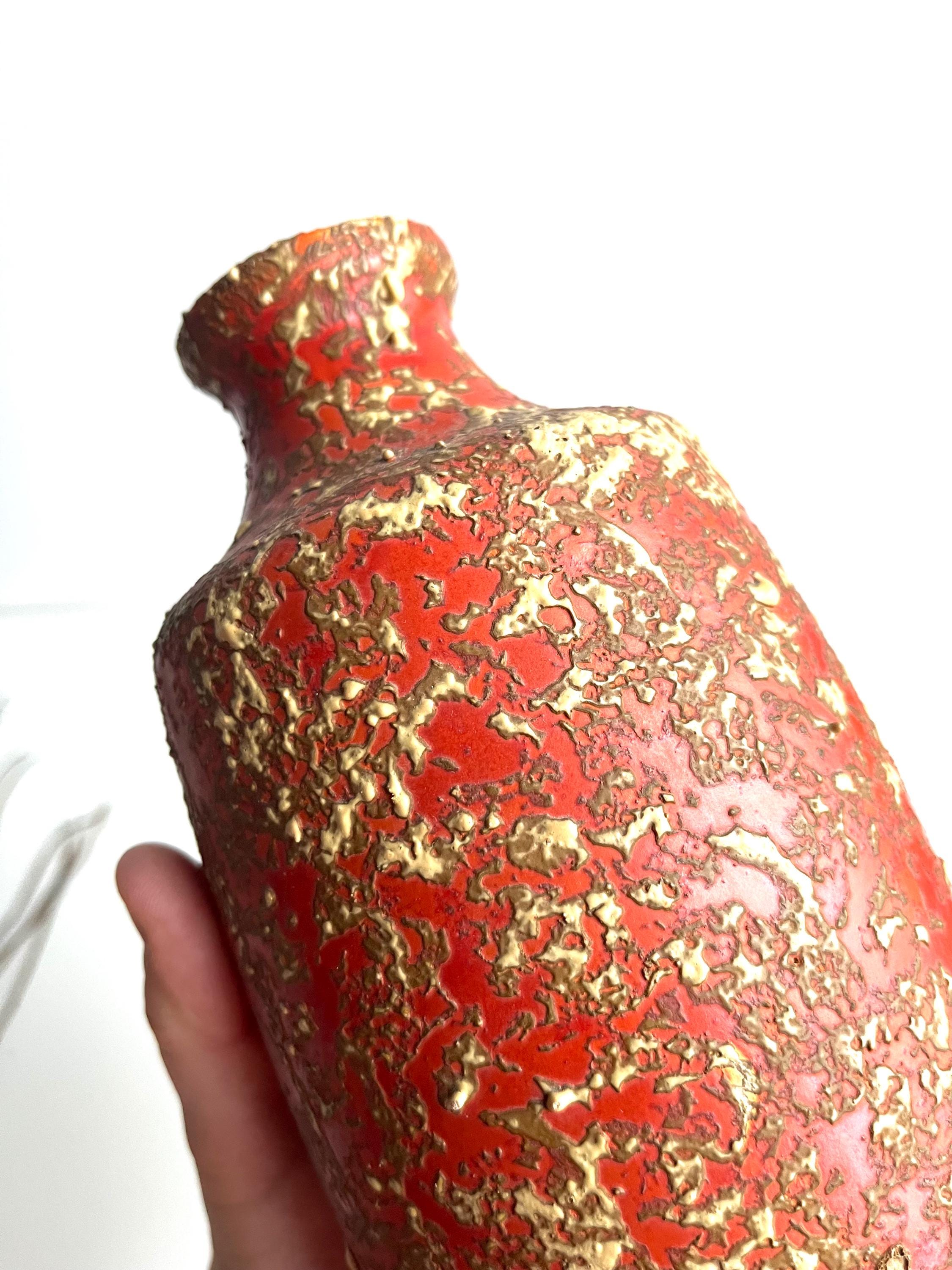 Vintage Mid-century Modern Hungarian Tófej Ceramic Fat Lava Vase