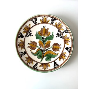 Vintage Mezőtúr Folk Art Hungarian Ceramic Wall Plate, Traditional MezoturHungary, Handpainted Folk Flowers, Ceramic Wall Hanging Plate