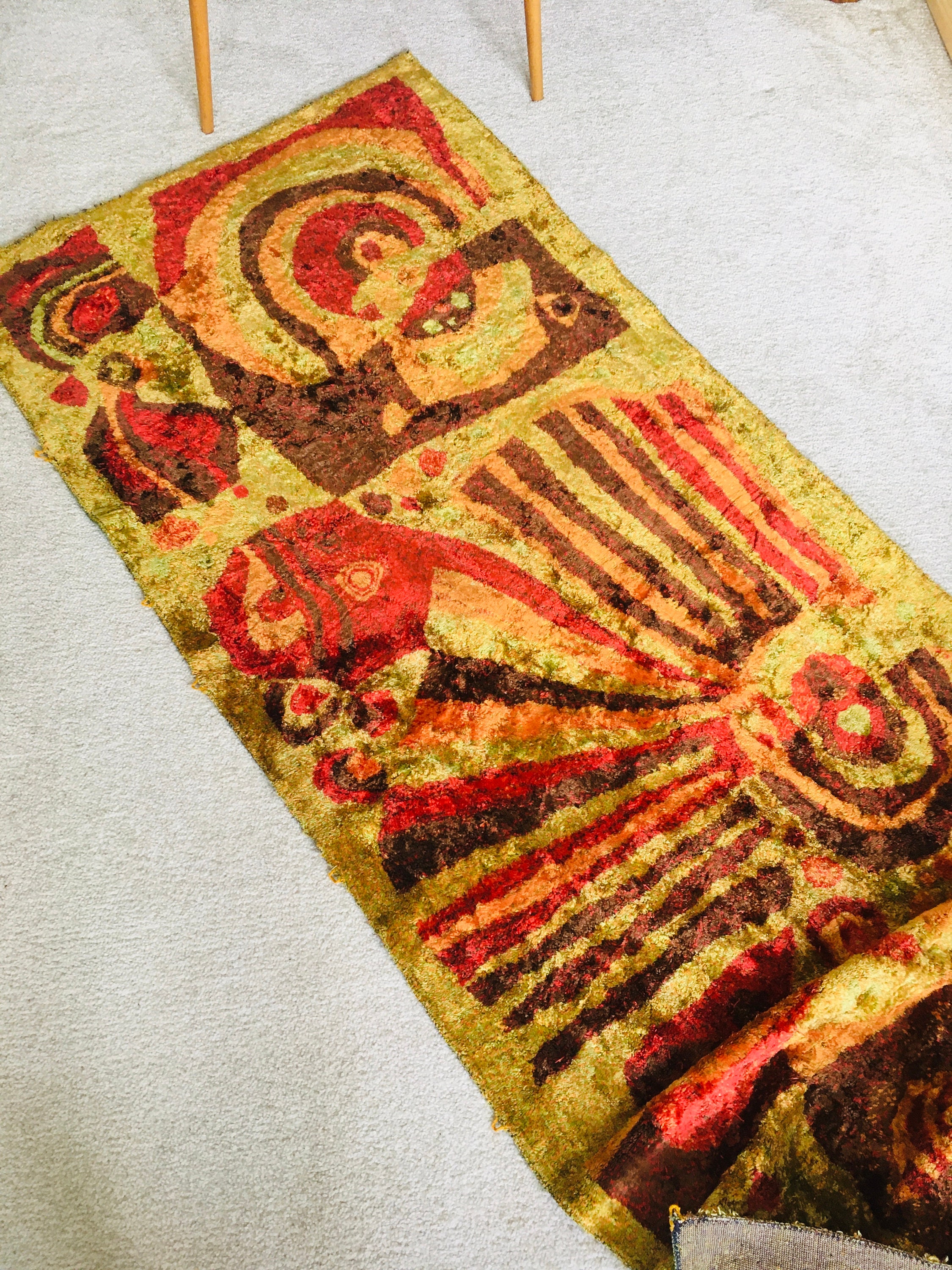 Vintage Velvet Wall Tapestry Midcentury Modernist Retro Home Etsy