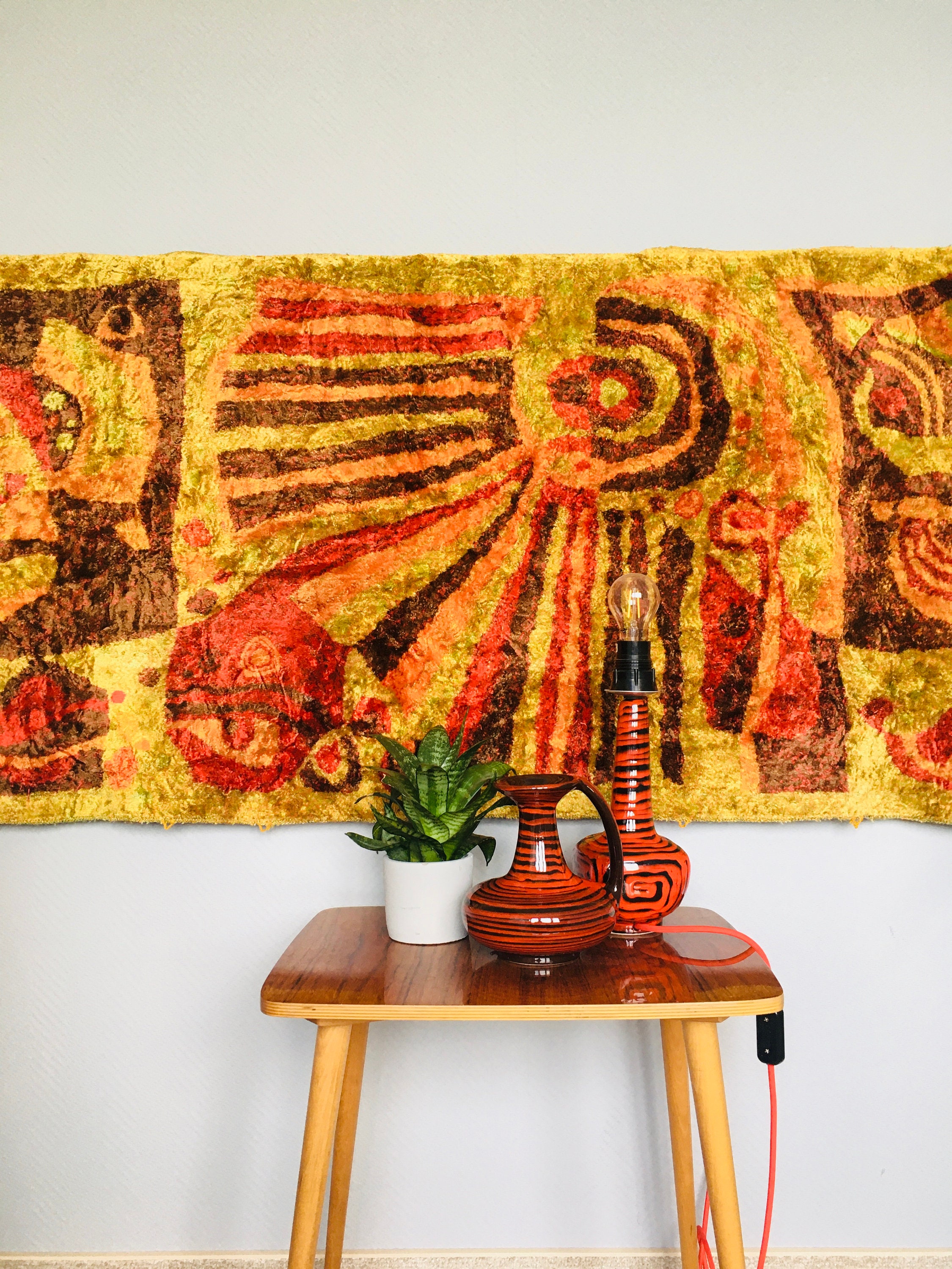 Vintage Velvet Wall Tapestry Midcentury Modernist Retro Home Etsy