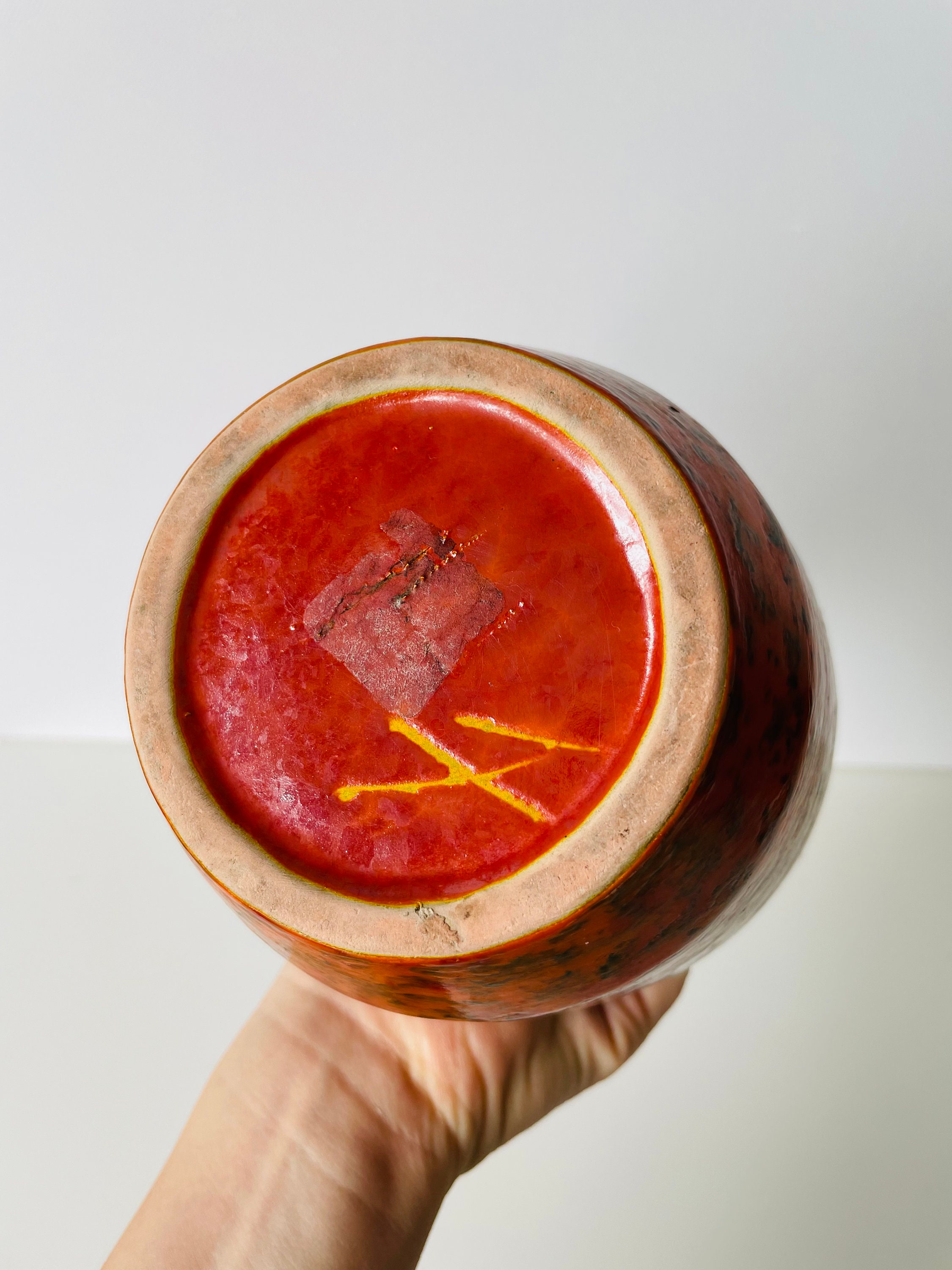 Vintage Mid-century Modern Hungarian Tófej Ceramic Fat Lava Vase