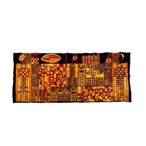 Mid century wall hanging tapestry in green, Vintage wall art 1960s, Abstract tapestry, Velvet wall carpet, MCM abstract hanging wall art