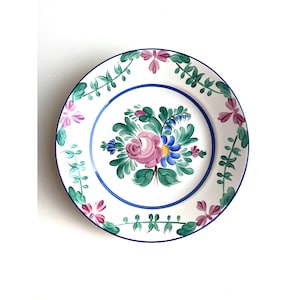Vintage Hungarian Folk Art Stoneware Wall Plate, Hand Painted Majolica, Traditional Folk of Hungary, Rustic Peasant Ceramic Wall Hanging