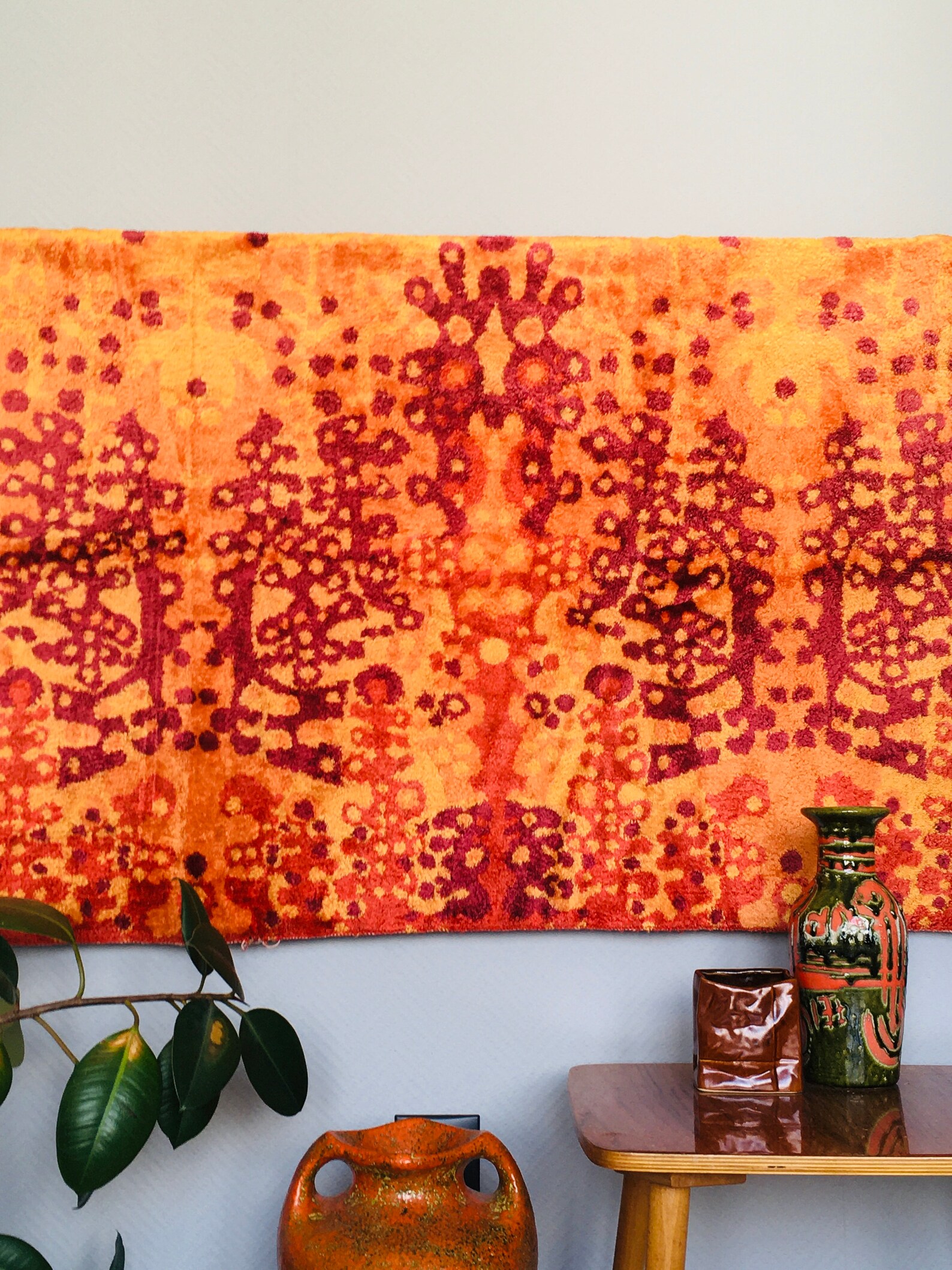 Vintage Velvet Wall Tapestry Midcentury Modernist Retro Home Etsy