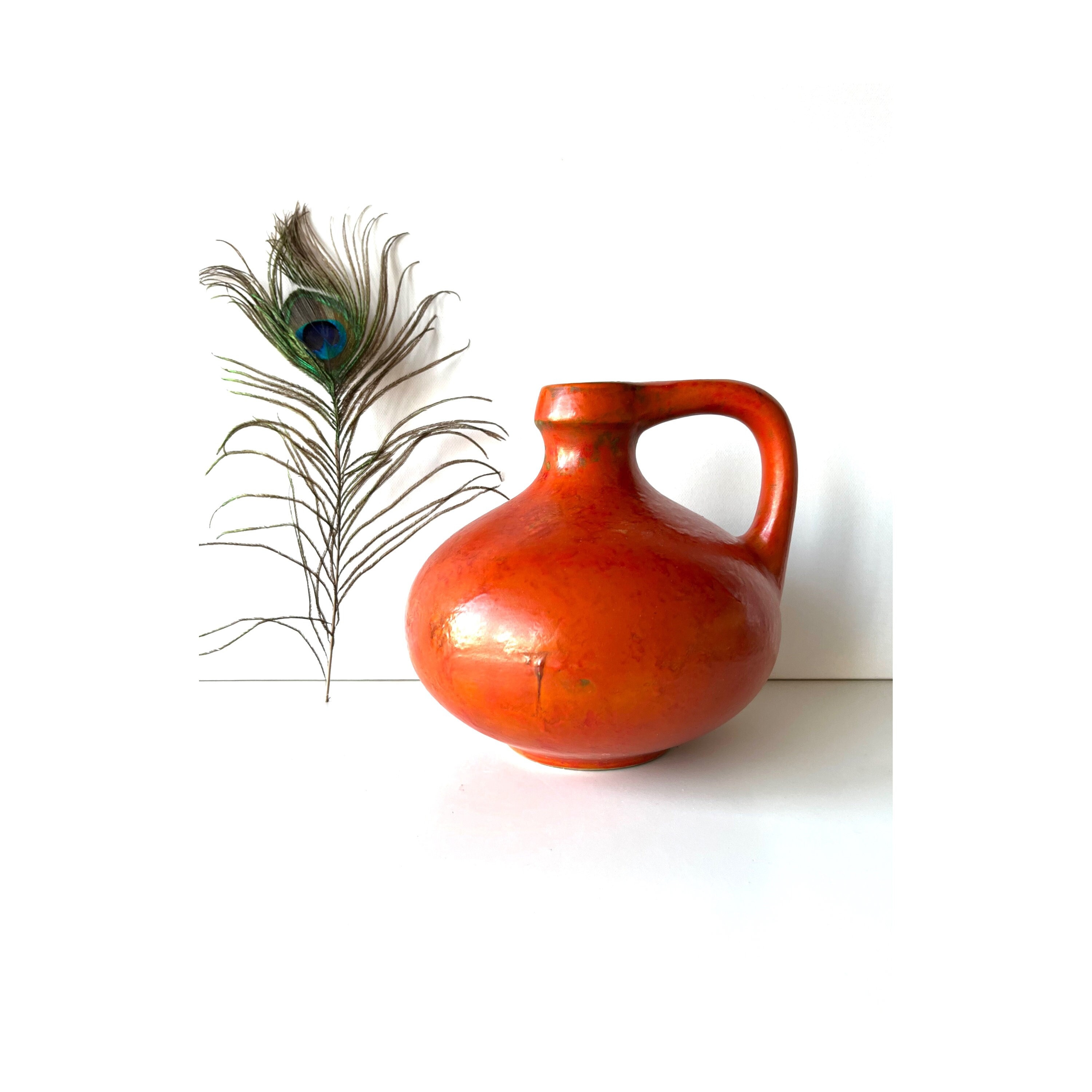 花瓶・フラワースタンド 1970s Tofej Hungary Fat Lava Orange Vase 1970s Tofej Hungary Fat Lava Orange Vase