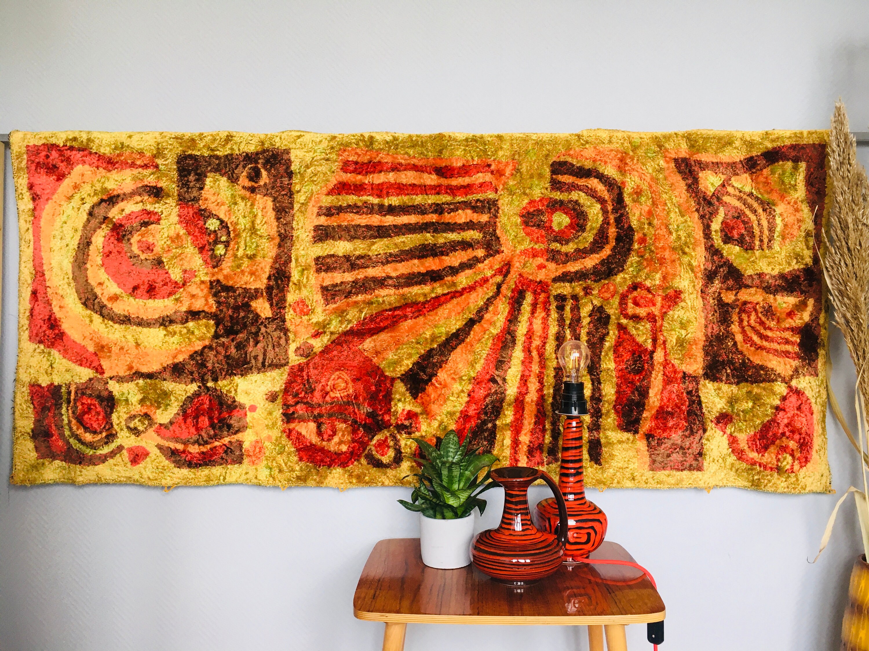 Vintage Velvet Wall Tapestry Midcentury Modernist Retro Home Etsy