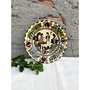 Vintage Transylvania 20th century Earthenware Korond Peasant Wall Hanging Folk Art Plate, Handpainted Hungarian Folklore Ceramic Pottery