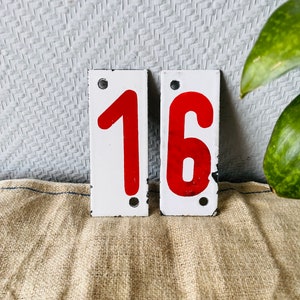 Vintage Enamel House Number, Metal House Plate Retro Number 1960s, Enamelled Antique Door or Room Numbers, Address Sign, House Plaque