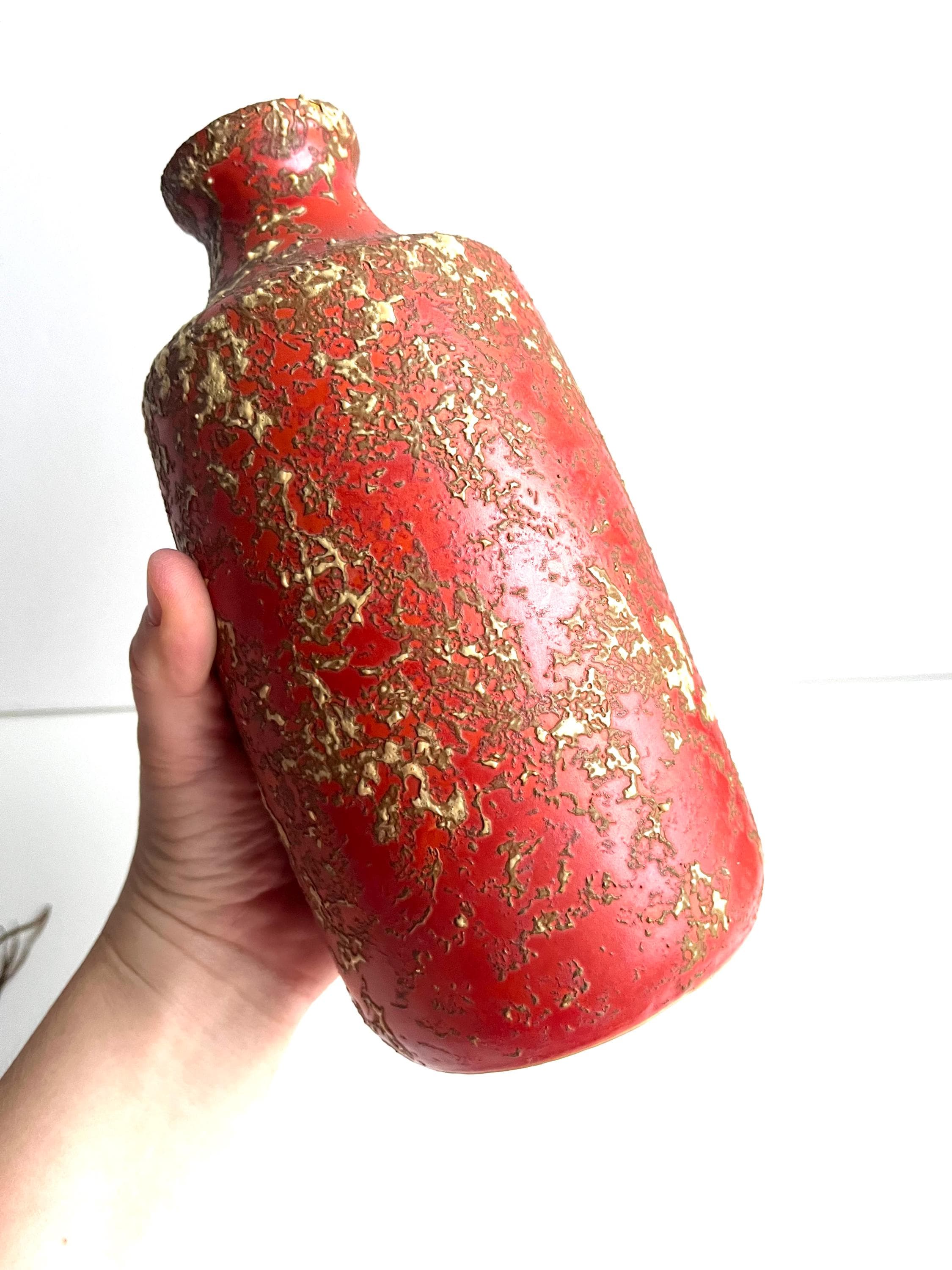 Vintage Mid-century Modern Hungarian Tófej Ceramic Fat Lava Vase