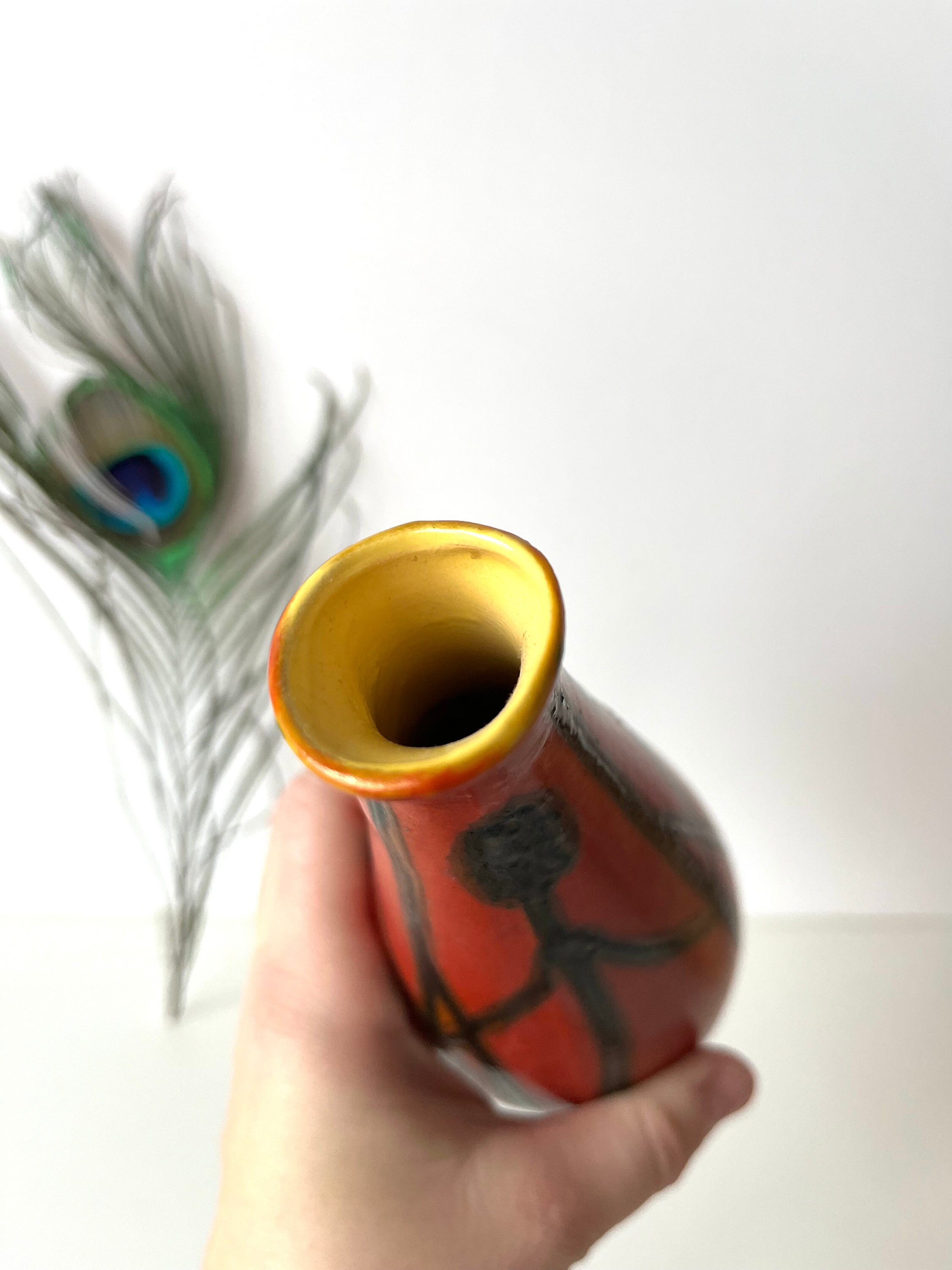 花瓶・フラワースタンド 1970s Tofej Hungary Fat Lava Orange Vase 花瓶・フラワースタンド 1970s Tofej Hungary Fat Lava Orange Vase