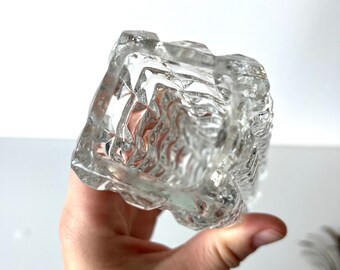 ヴィンテージチェック柄透明ガラス花瓶、細長いガラス花瓶、チェック柄