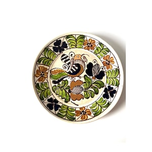 Vintage Transylvania 20th century Earthenware Korond Peasant Wall Hanging Folk Art Plate, Handpainted Hungarian Folklore Ceramic Pottery