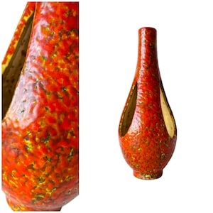 Mid Century Modern Hanging Planter, Orange Ceramic Flower Pot, Cactus Planter, Indoor Planter Pot, Vintage MCM Fat Lava, Boho Plant Gift