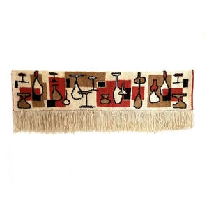 Vintage mid century modern rya rug, Midcentury abstract wall hanging, Wall hanging tapestry from 70s, Vintage art rug, Long pile wall hanger