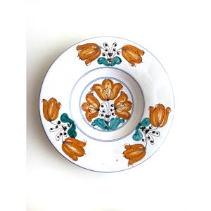 Hungarian Folk Plate, Antique Clay Plate, Vintage Ceramic Plate, Peasant Wall Plate, Hand Painted Pottery, Cottage and Farmhouse Ceramic