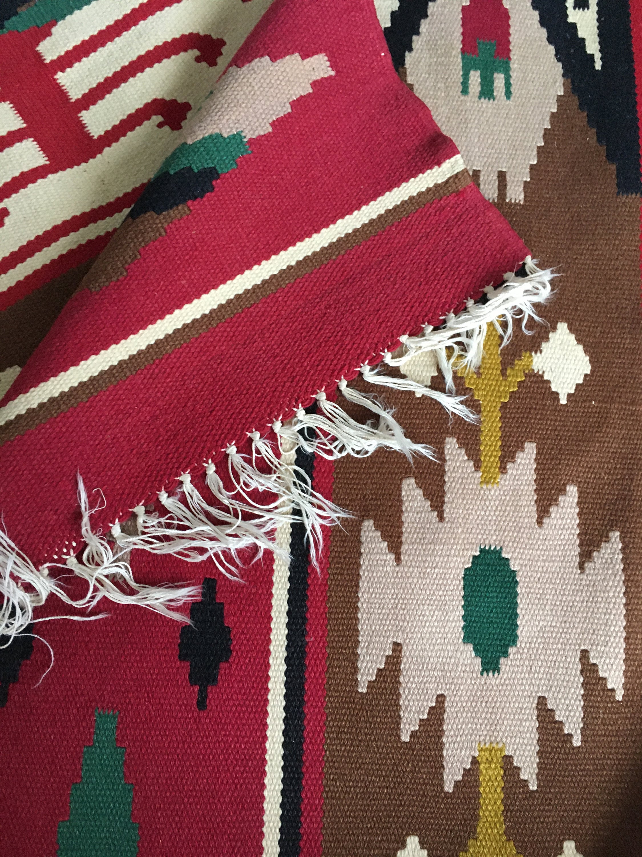 Tapisserie Murale Kilim Tissée Main - Laine Multicolore - Moteng Tenture Vintage
