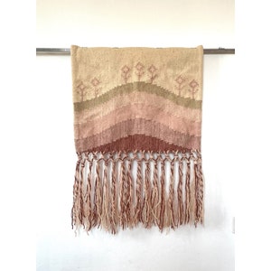 Vintage Mid Century Hand Woven Wool Tapestry, Scandinavian Wall Hanging Rug, Flatweave Art Tapestry 1970s