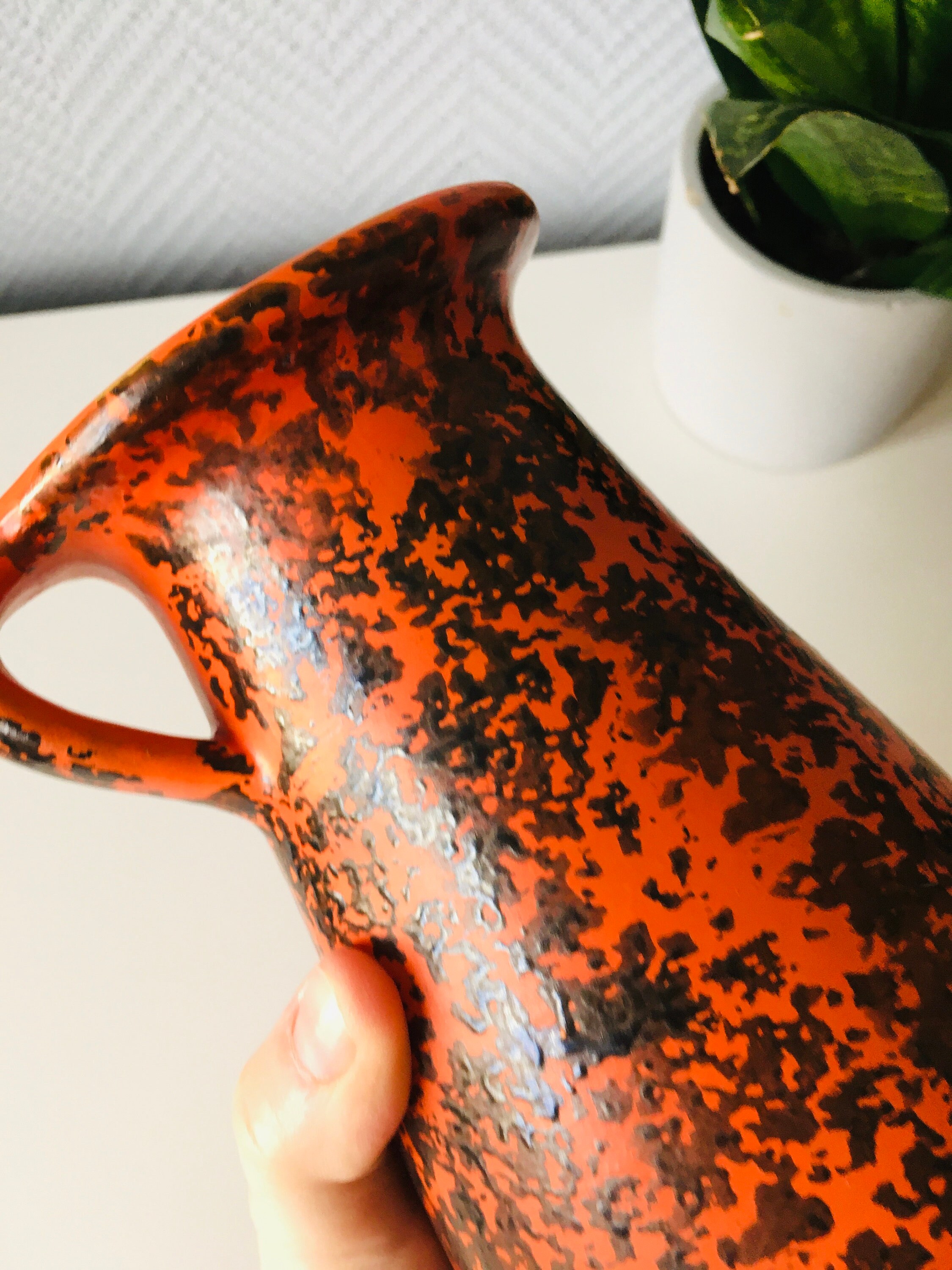 花瓶・フラワースタンド 1970s Tofej Hungary Fat Lava Orange Vase 1970s Tofej Hungary Fat Lava Orange Vase