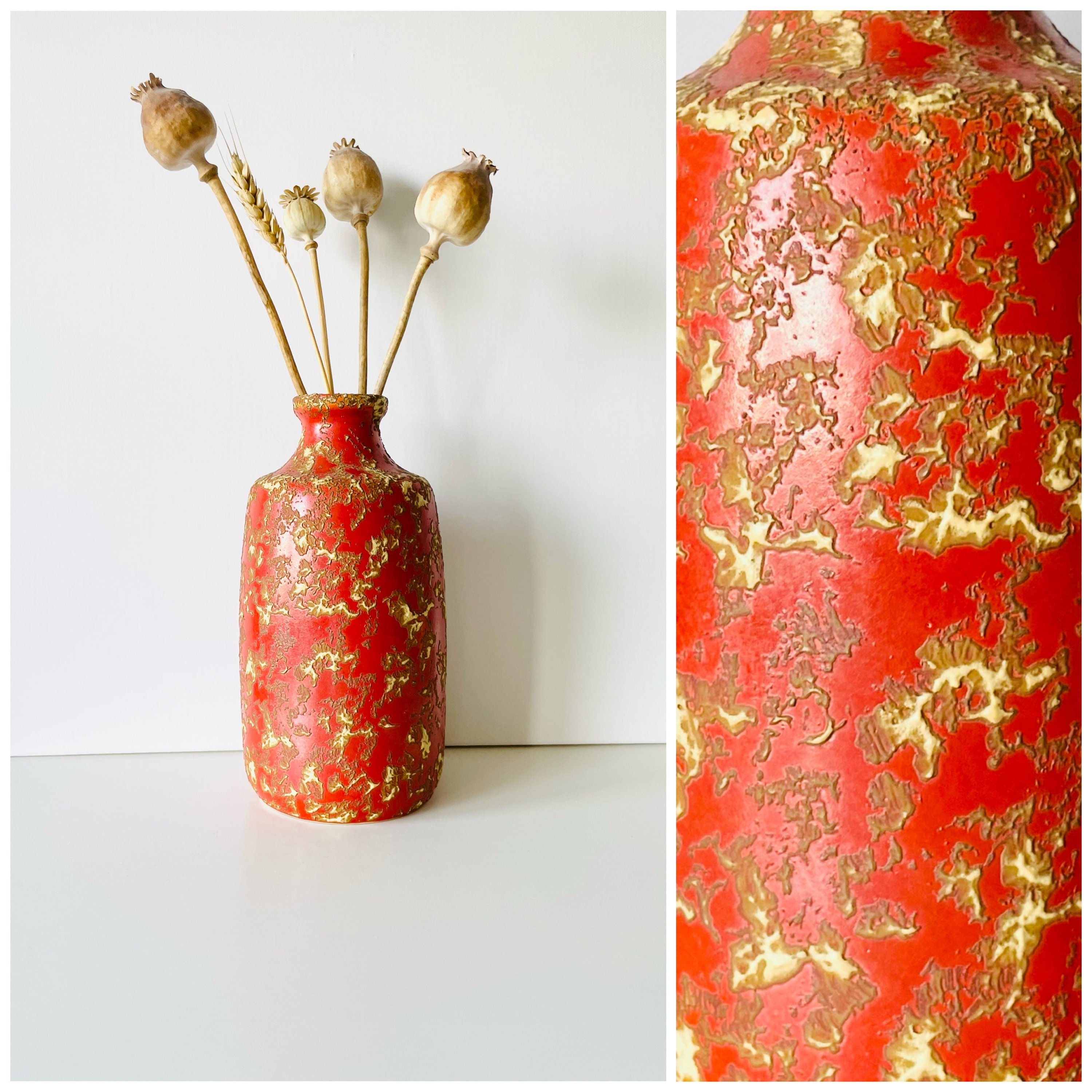 Vintage Mid-century Modern Hungarian Tófej Ceramic Fat Lava Vase