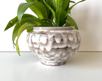 Mid Century Retro Ceramic Fat Lava Planter 1970s, Vintage Flower Pot, Indoor Gardening,Succulent Planter, Gray Glazed Plant Pot,MCM pottery