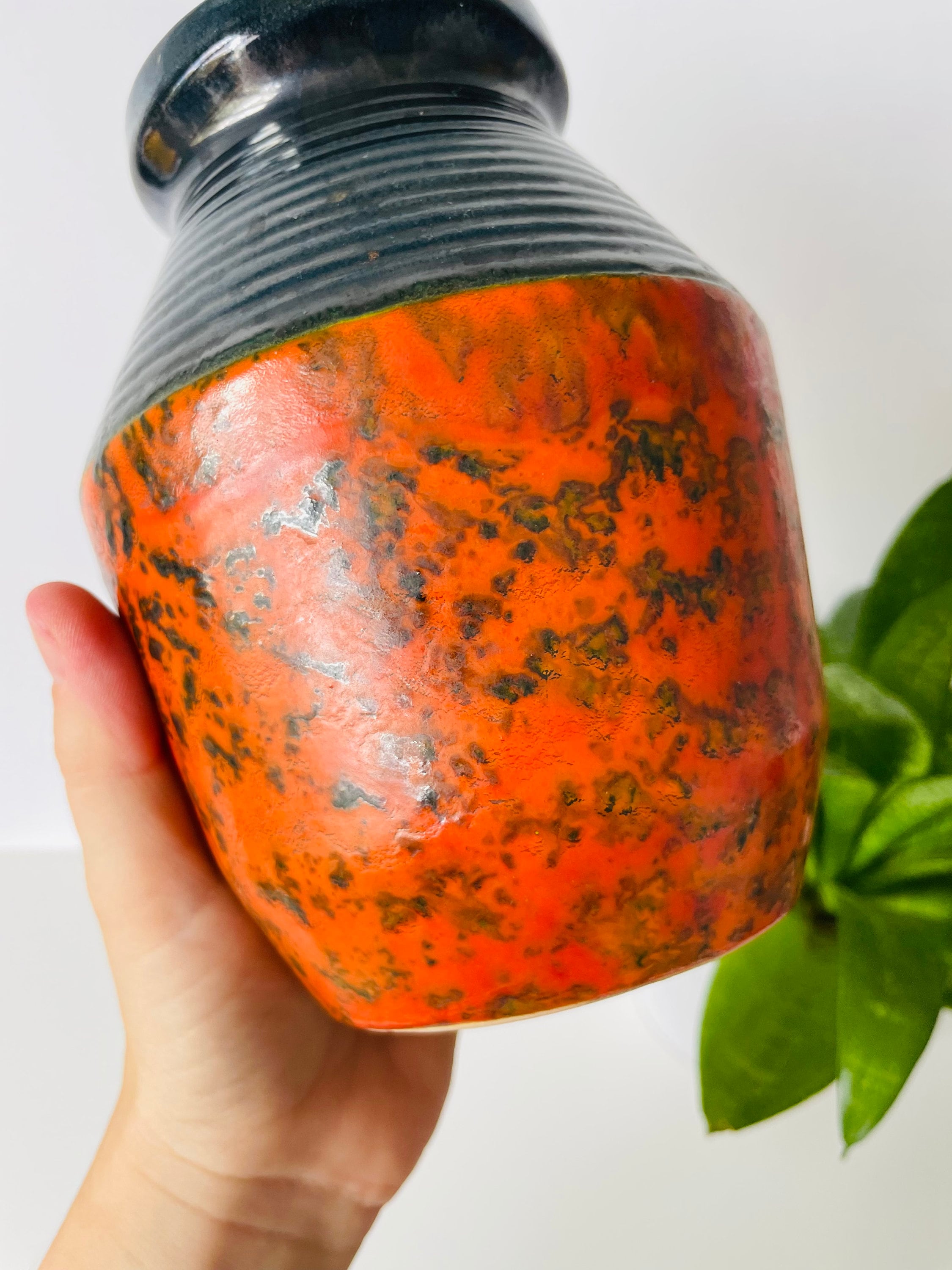 Vintage Mid-century Modern Hungarian Tófej Ceramic Fat Lava Vase
