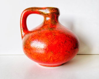 花瓶・フラワースタンド 1970s Tofej Hungary Fat Lava Orange Vase Midcentury Tófej Vintage Retro Hungarian Keramik Fat Lava Vase
