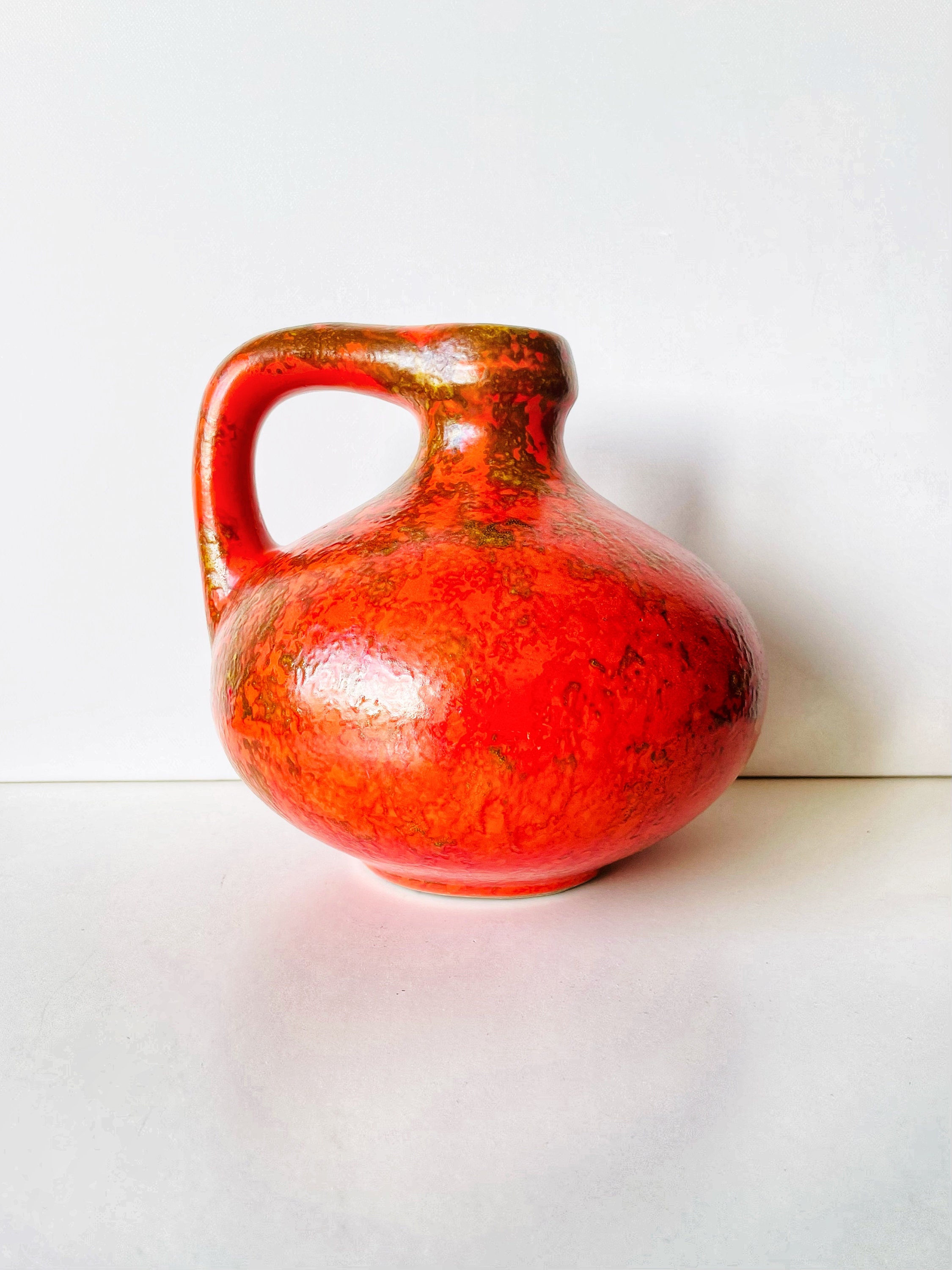 花瓶・フラワースタンド 1970s Tofej Hungary Fat Lava Orange Vase Midcentury Tófej Vintage Retro Hungarian Keramik Fat Lava Vase