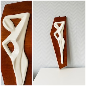 Retro wooden wall hanging plastic woman decoration,