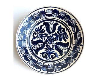 東欧民藝陶器ルーマニアトランシルバニアアンティーク飾り皿プレート ルーマニア コロンド焼 絵皿(25cm) - Baum's Antik Markt