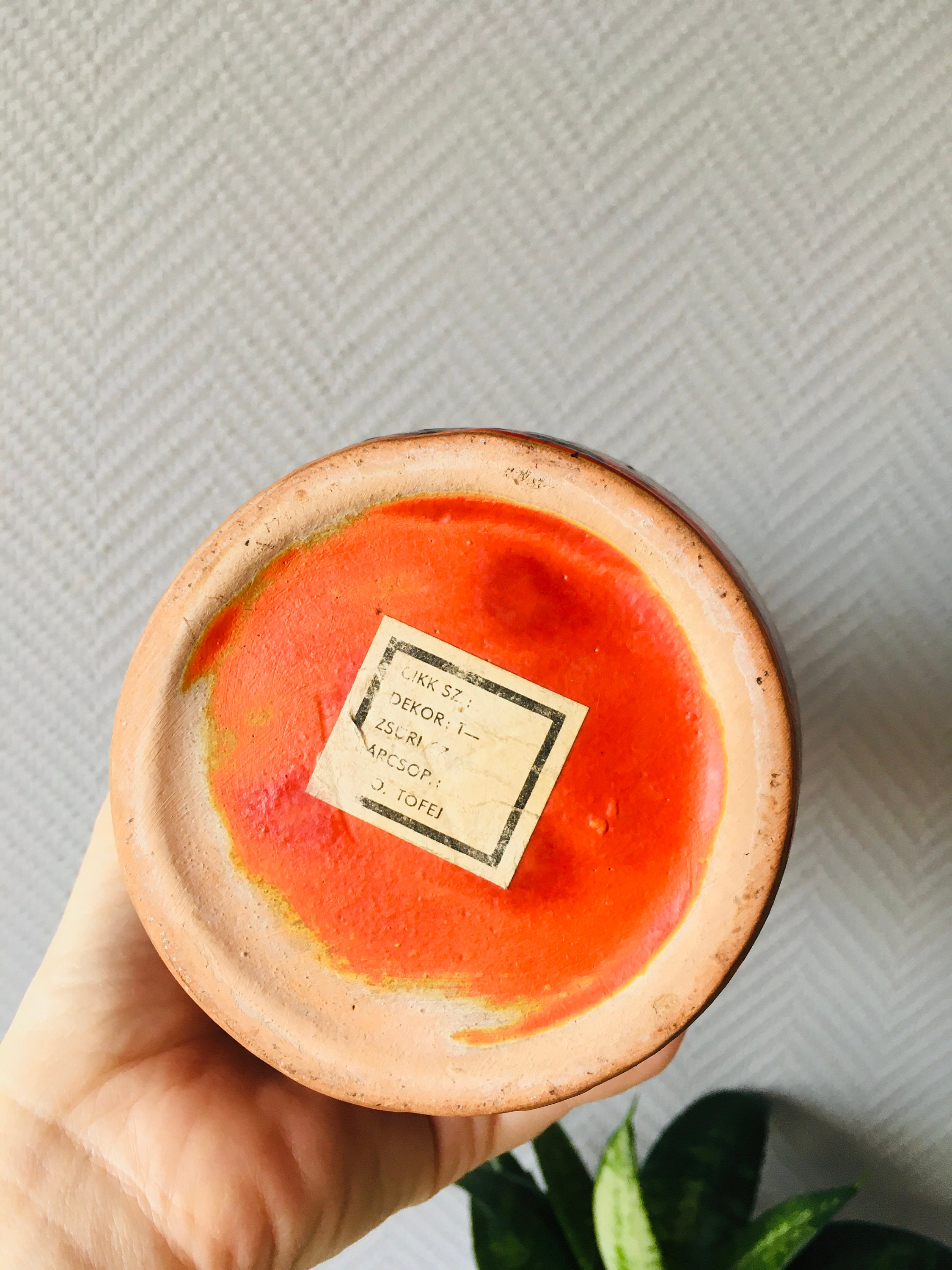 1970s Tofej Hungary Fat Lava Orange Vase