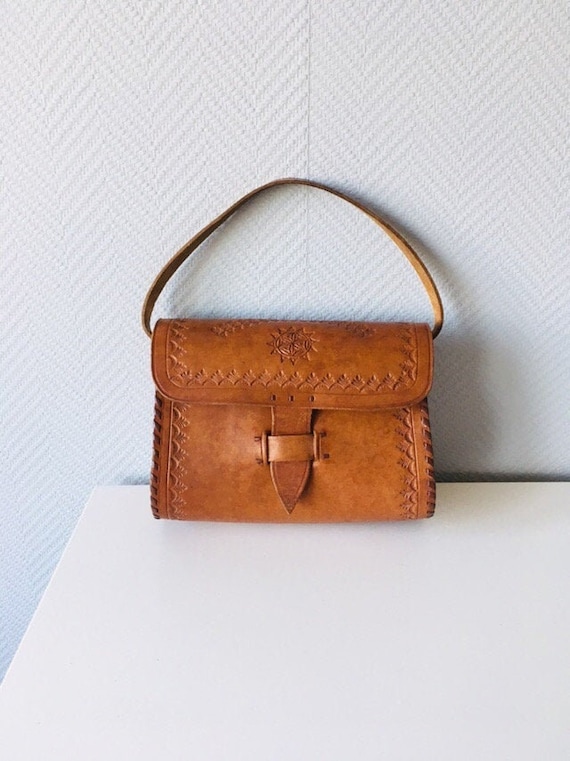 vintage tooled leather bag