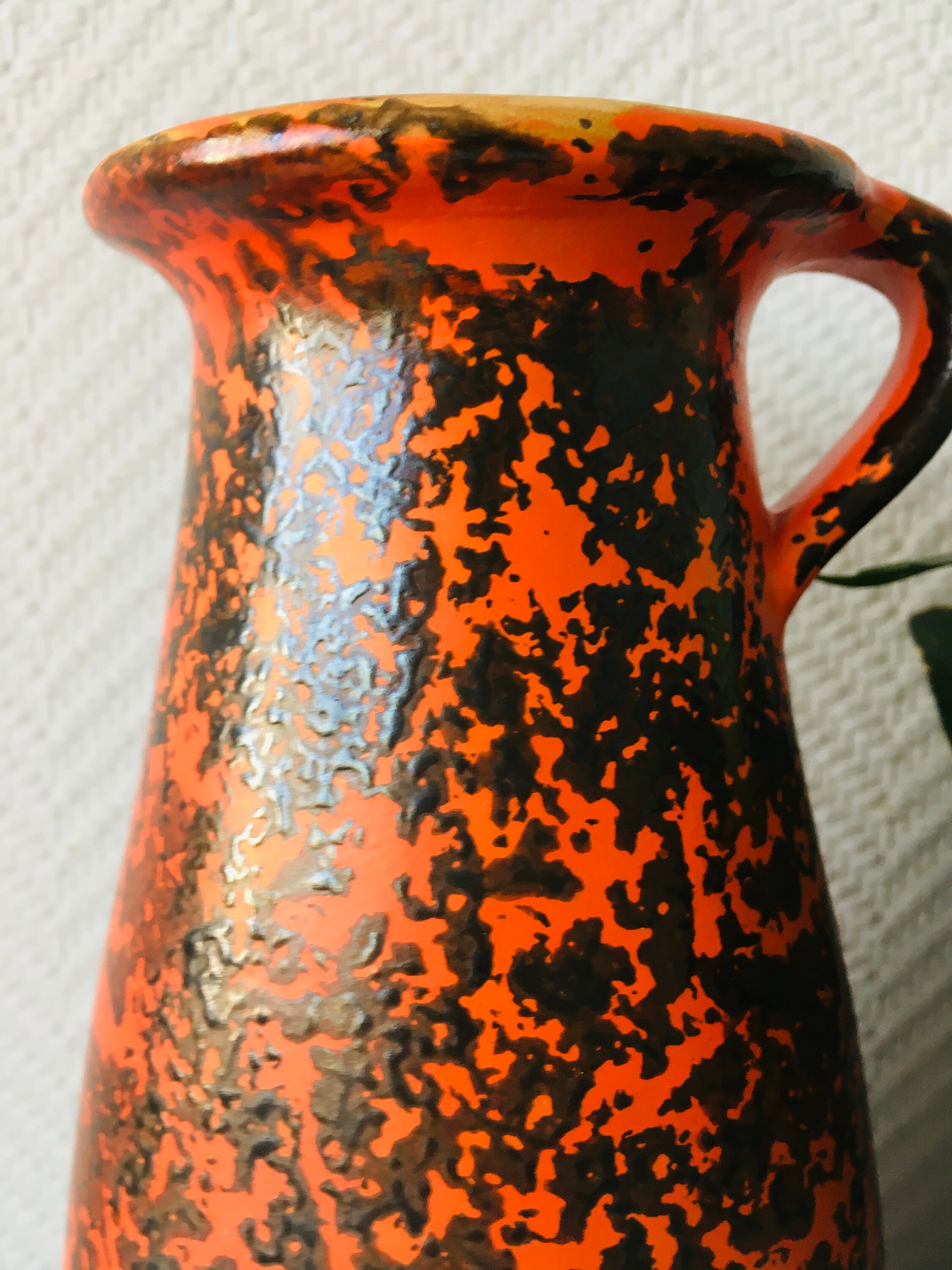 1970s Tofej Hungary Fat Lava Orange Vase