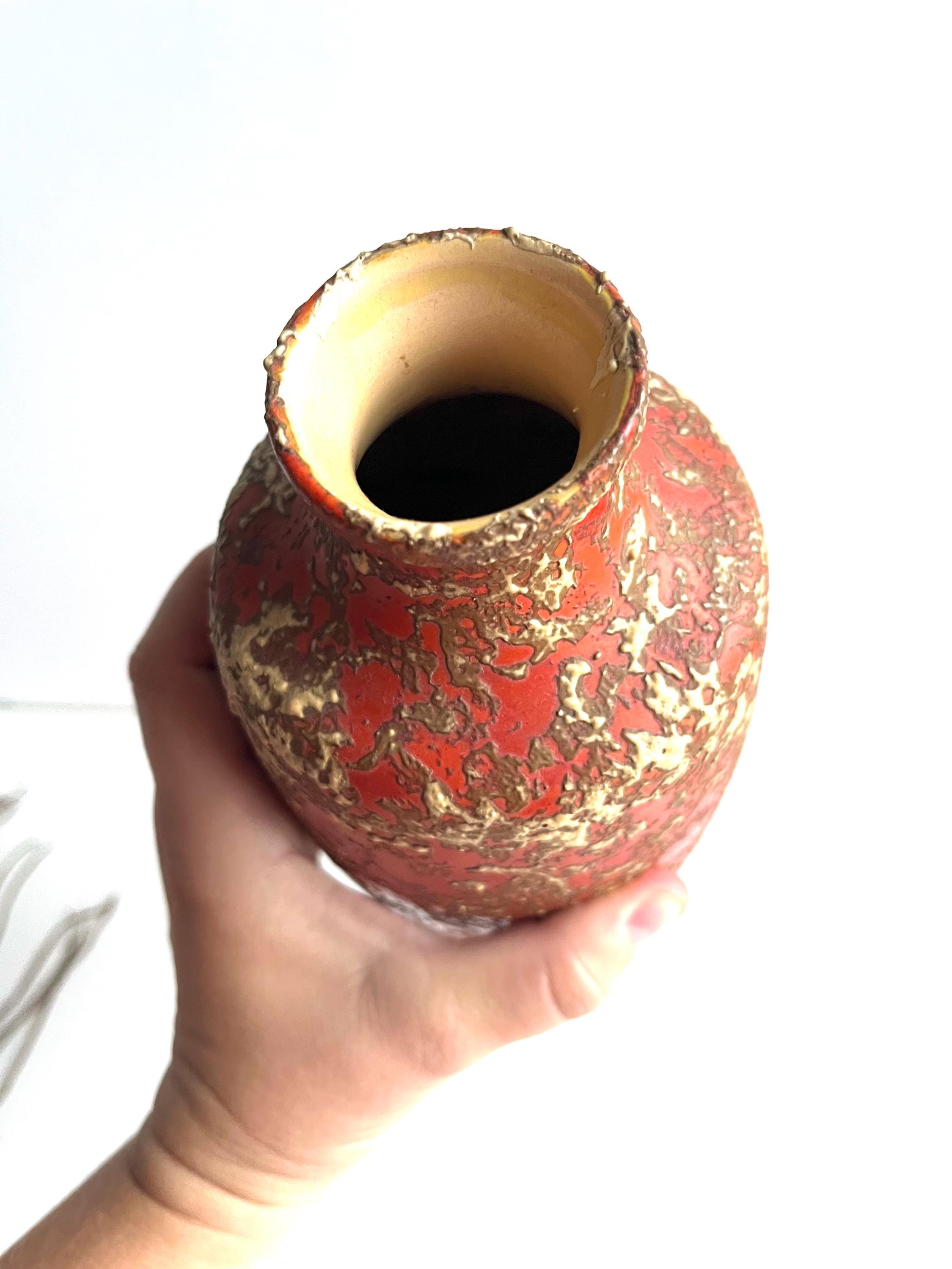 Vintage Mid-century Modern Hungarian Tófej Ceramic Fat Lava Vase