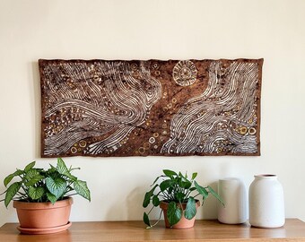 Vintage Mid Century Modern Wall Tapestry, 1960s Abstract Design, Bedroom Wall Hanging, Velvet MCM Fabric, Popart Decor, Retro Livingroom Rug