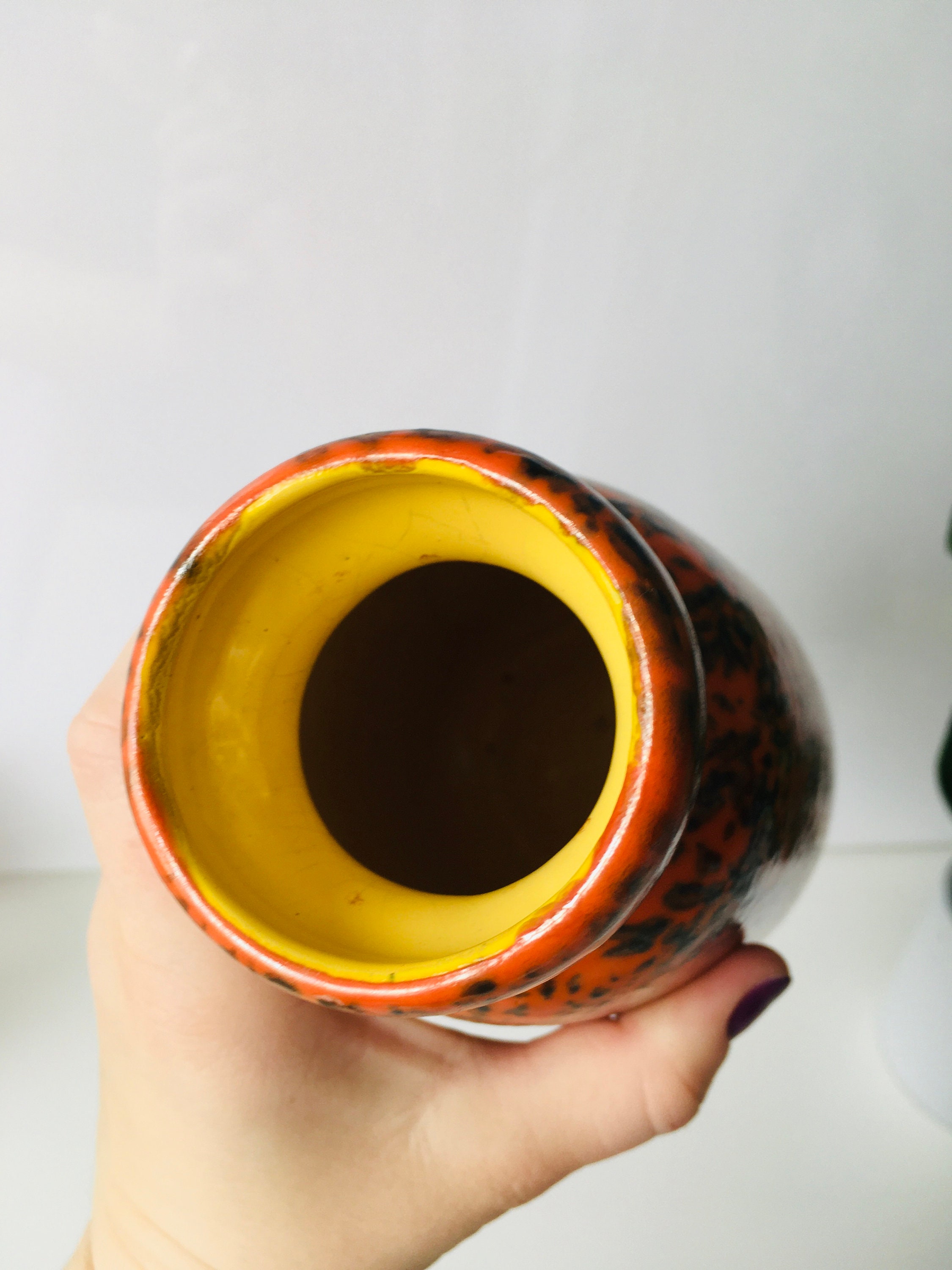 花瓶・フラワースタンド 1970s Tofej Hungary Fat Lava Orange Vase
