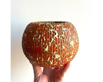 Vintage Mid-century Modern Hungarian Tófej Ceramic Fat Lava Vase