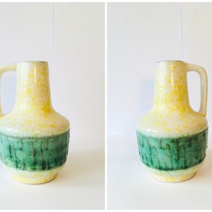 VEB Haldensleben Keramik Fat Lava Vase Number 4073, Green Yellowish Glazed Pottery form East Germany 1960s ,Mid Century Fat Lava