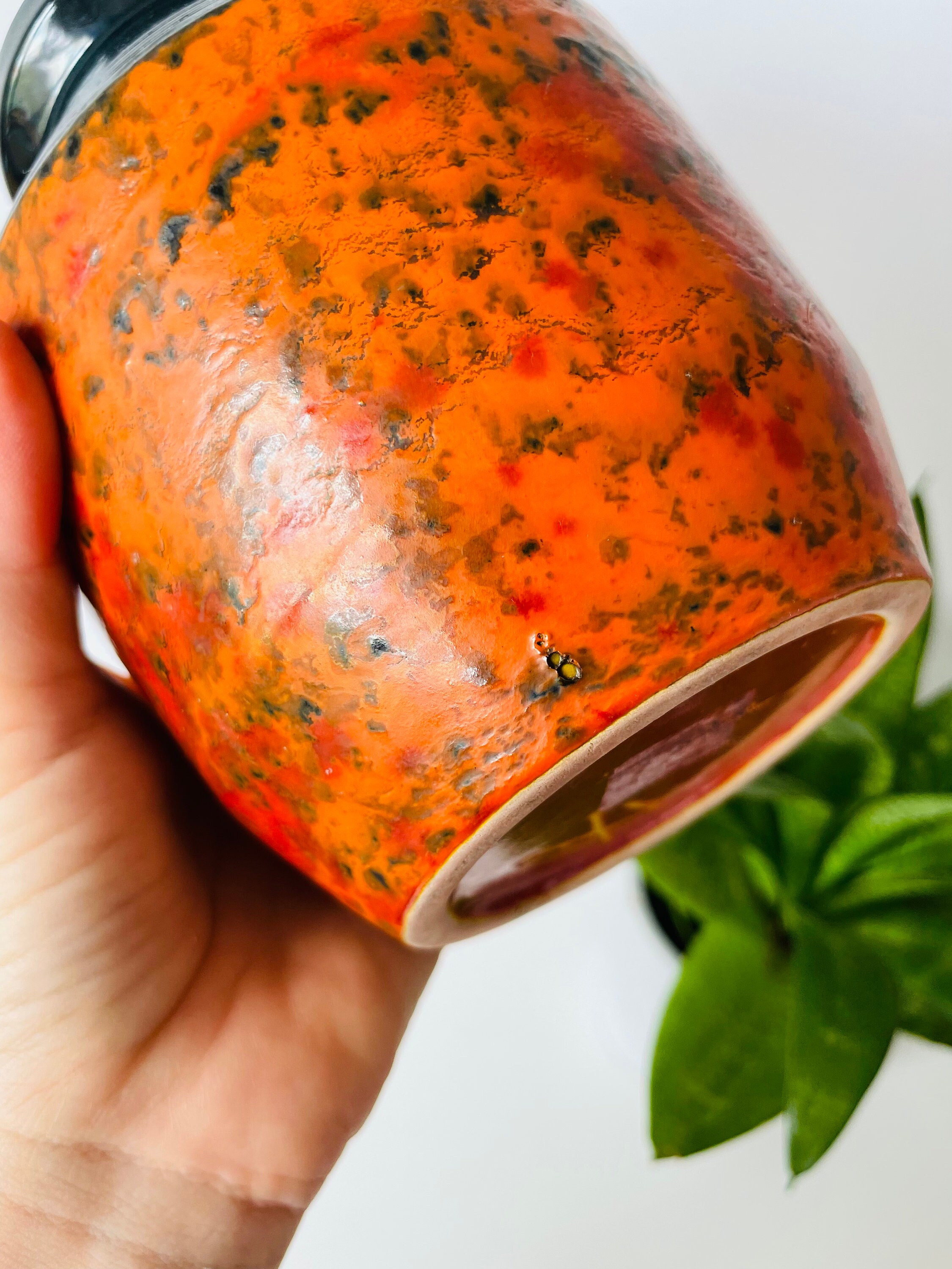Vintage Mid-century Modern Hungarian Tófej Ceramic Fat Lava Vase