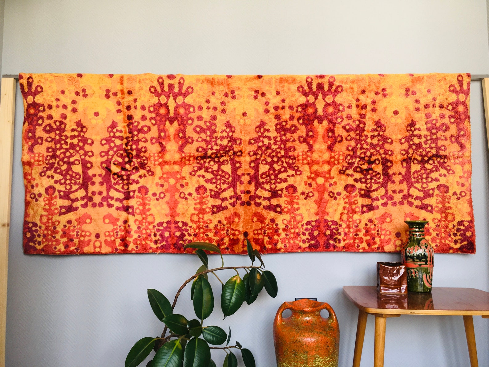 Vintage Velvet Wall Tapestry Midcentury Modernist Retro Home Etsy