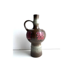 VEB Haldensleben Ceramic Fat Lava Vase Number 4094, Brown Burgundi Glazed Pottery form East Germany 1960s ,Mid Century Fat Lava