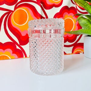 Oberglas Oostenrijk Emmer met deksel, midden eeuw kristal gegoten glazen kom, Oberglas bar kar styling retro bar accessoires, diamant patroon,