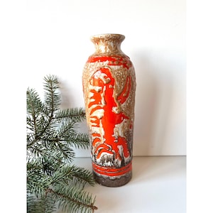 Mid Century Hungarian Pottery Retro Vintage Ceramic Fat Lava Flower Vase, Midcentury Interior, Studio Pottery 1970s,Modernist Vase