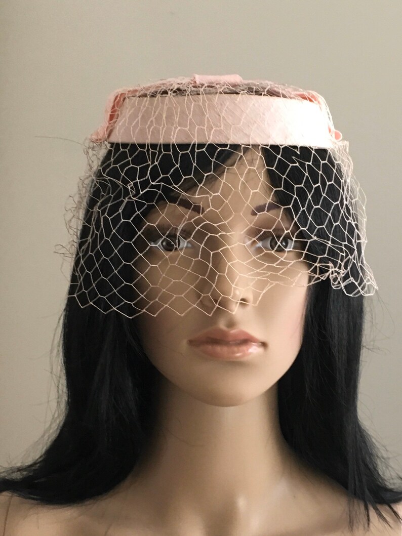Pink Mid Century Pillbox Hat With Veil. Etsy