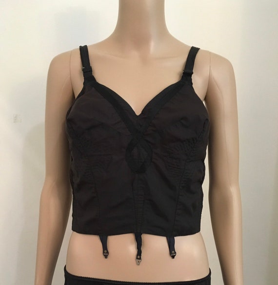 Vintage 50's Mardi Bra bustier with garters. Black