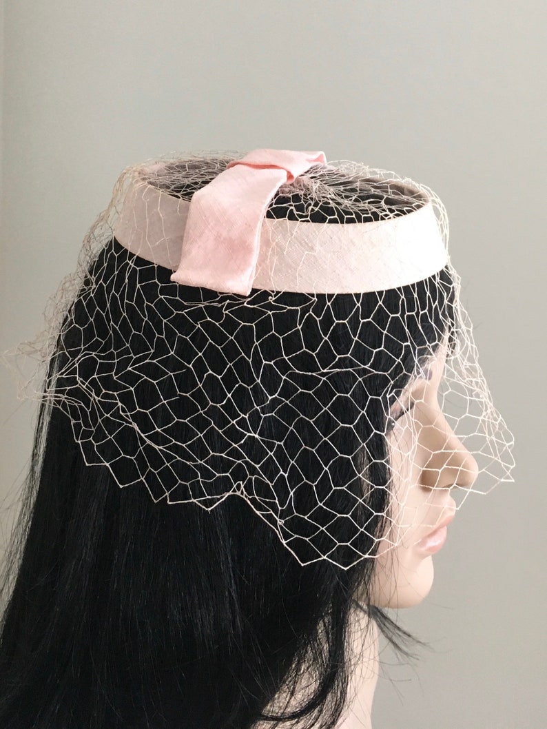 Pink Mid Century Pillbox Hat With Veil. Etsy