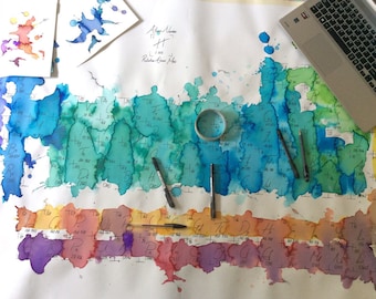 LARGE SCALE Abstract Watercolour Periodic Table