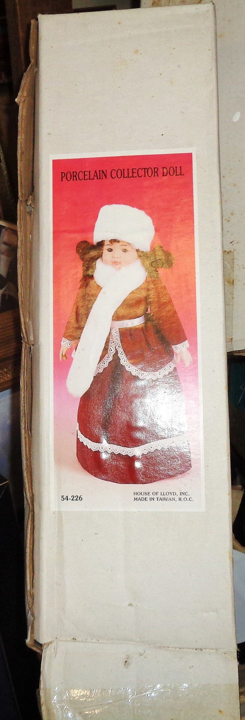 Vintage Christmas Porcelain Girl Doll & Red White Outfit NIB Etsy