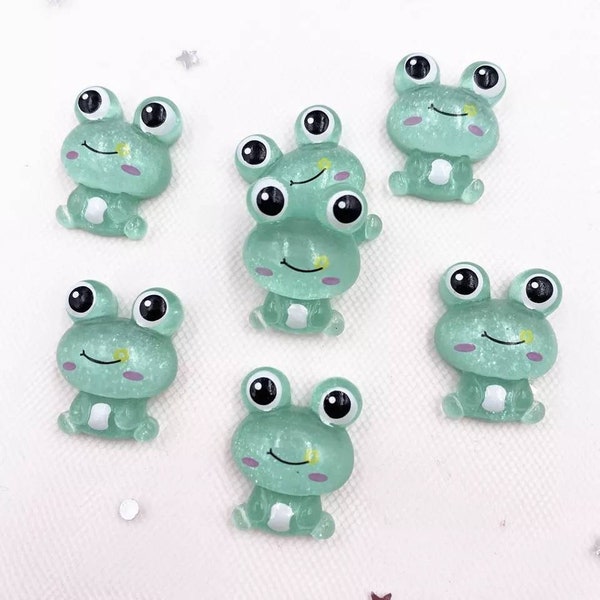 Glitter resin frog charms, frog bow centers, resin bow centers, bow embellishments, frog, frog charms, frog resins